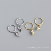 2021 INS 925 Sterling Silver summer beach Geometric shell conch shape hoop earring jewelry for women